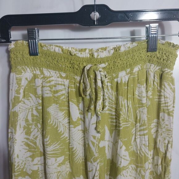 Mudd Women Pants S Colorful Wide Leg Side Slits Beachy Boho Tropical Cottagecore - Picture 4 of 9